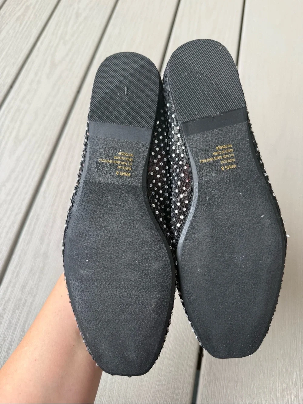 DV by Dolce Vita Marceline Black Mesh Rhinestone Ballet Flats Size 8 NWOT